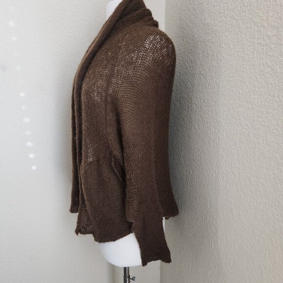 Wooden Ships Open Cardigan Shrug Sweater Women’s Size S/M Wool Mohair Brown - Picture 3 of 12